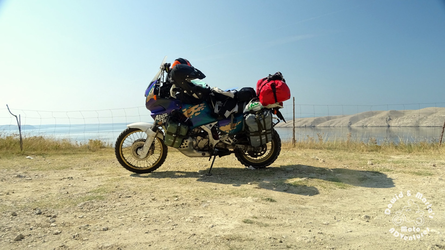Africa Twin on the Pag Island shore