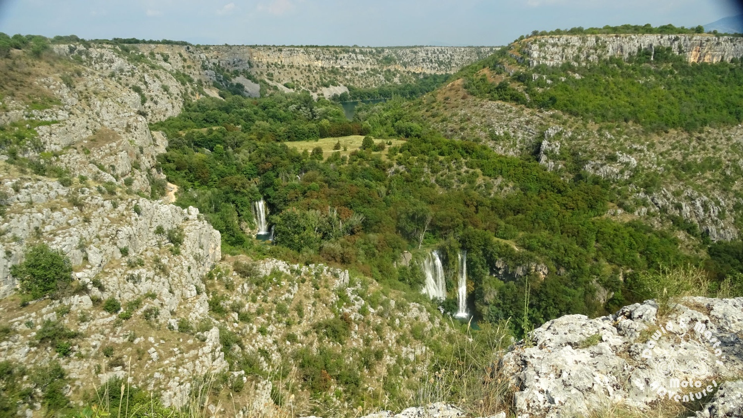 Waterfalls seen from the Krk River canyon top, inland Croatia
