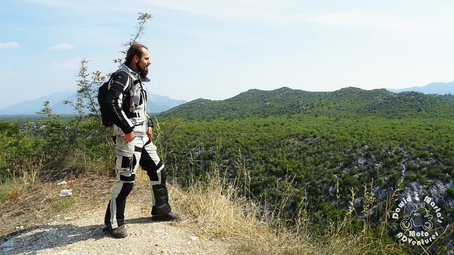 Motorcylist on the vantage point on the Cetina River canyon