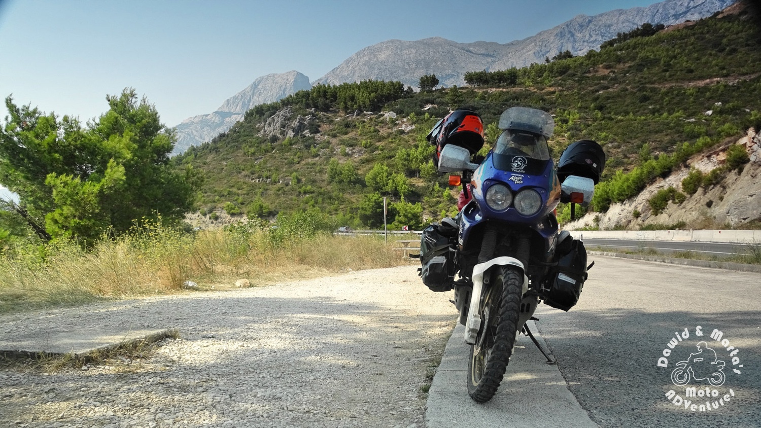 Africa Twin on the backround of the Biokovo mountains