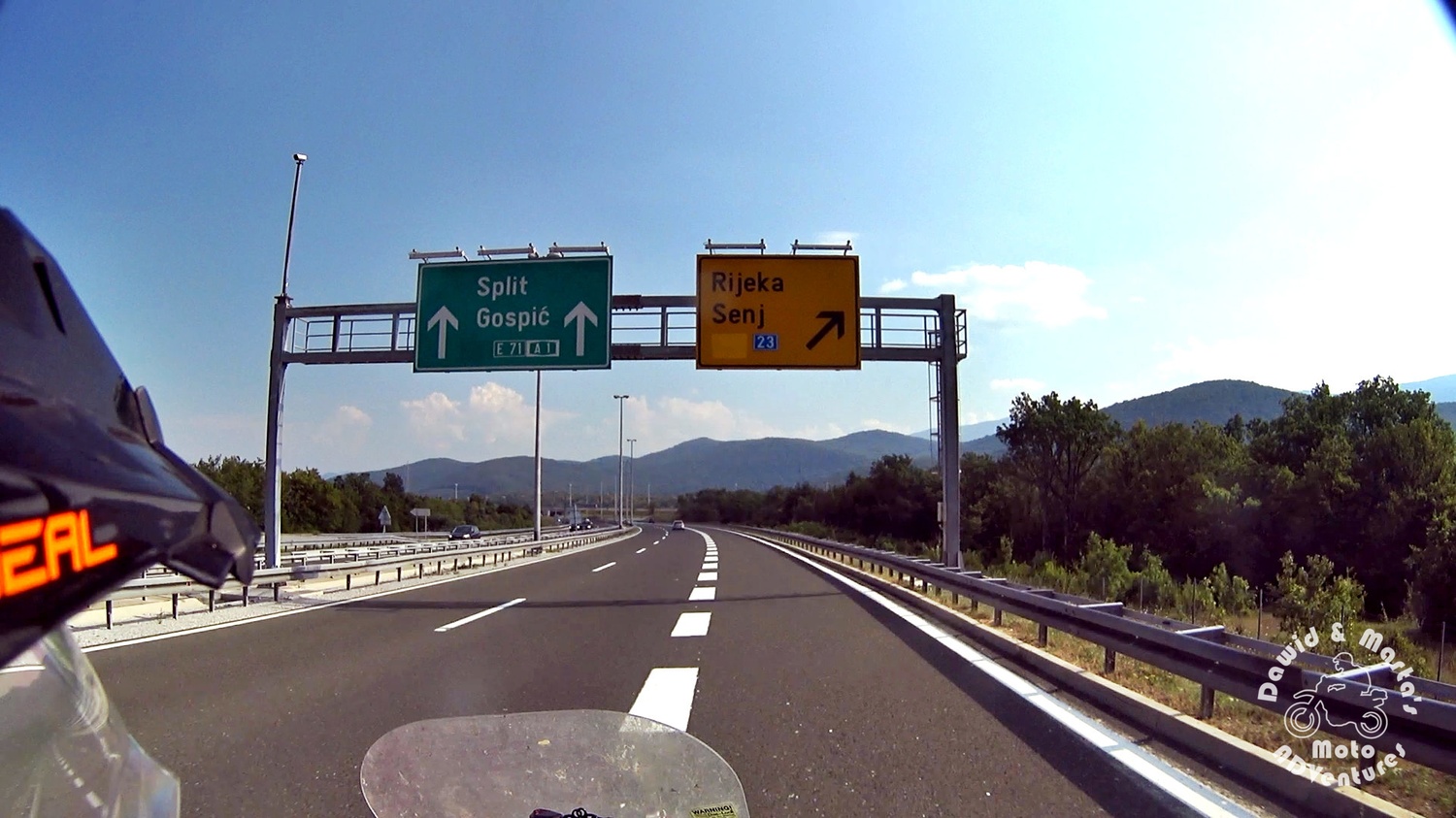 Exit from E71 road to road 23 to Senj, Croatia