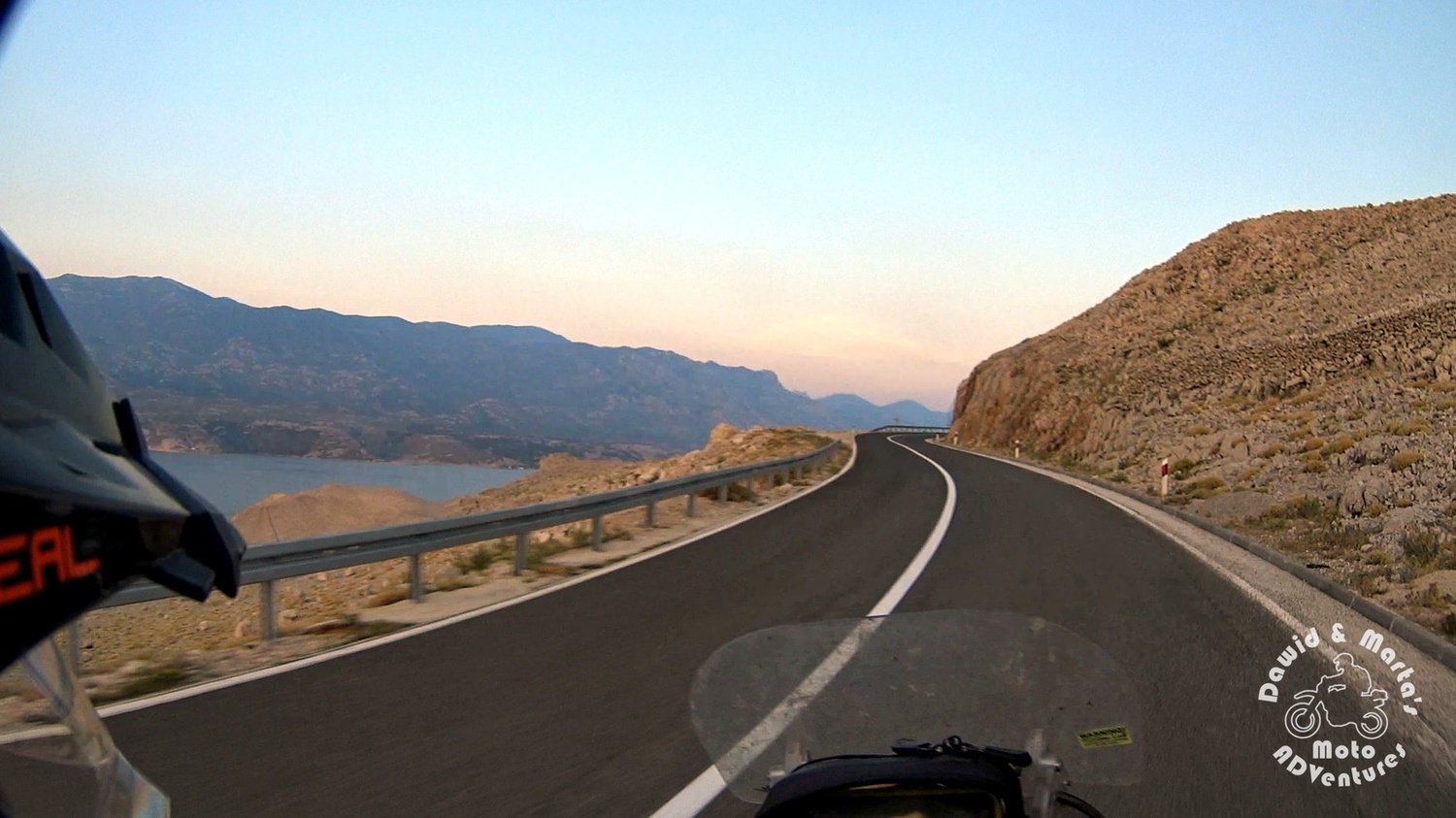 Pag Island road with the view on the continental Croatia and the Velebit mountains