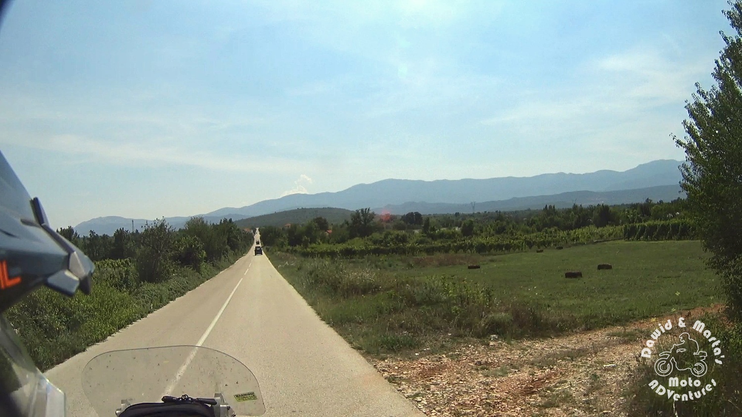 Riding motorcycle through road D60 in Croatia