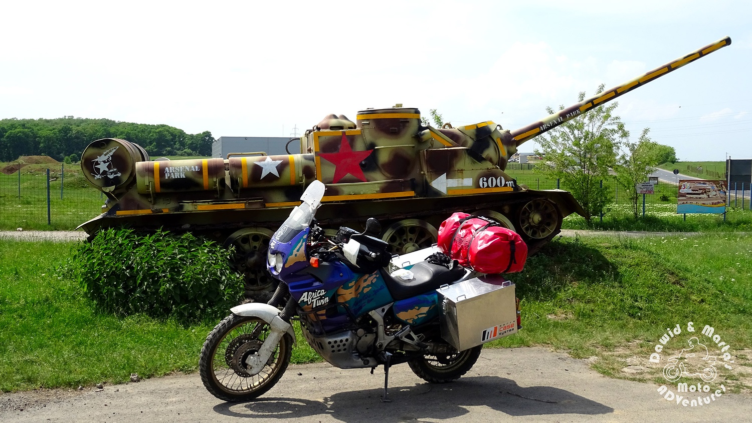 africa Twin Posing With Tank