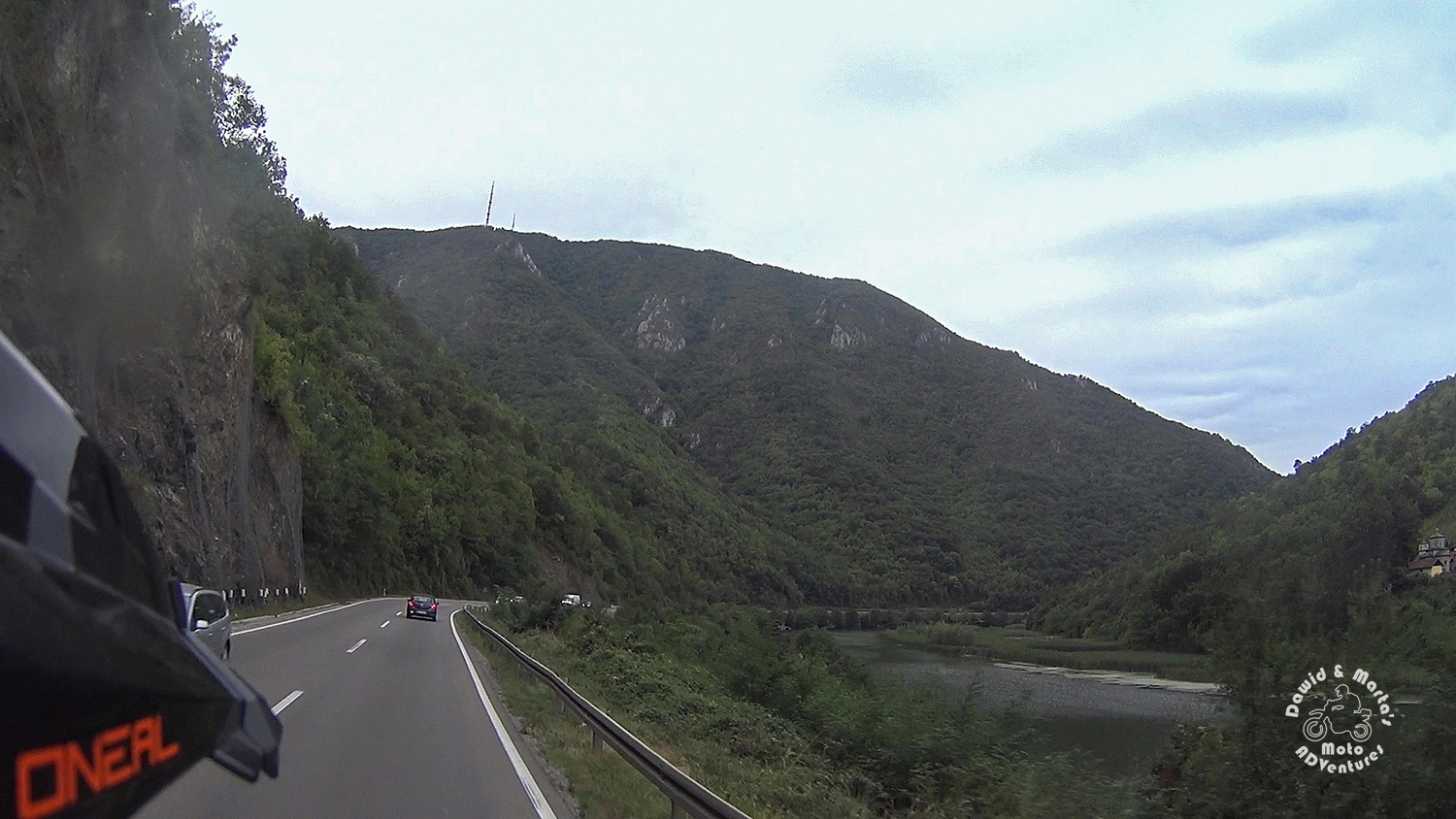 Riding motorcycle through Serbia south mountains