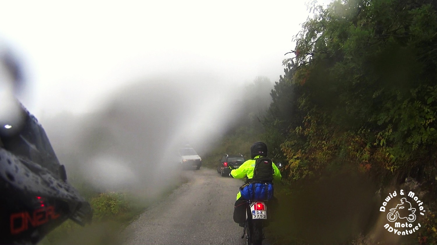 Riding down tara Canyon in the fog on the motorcycles