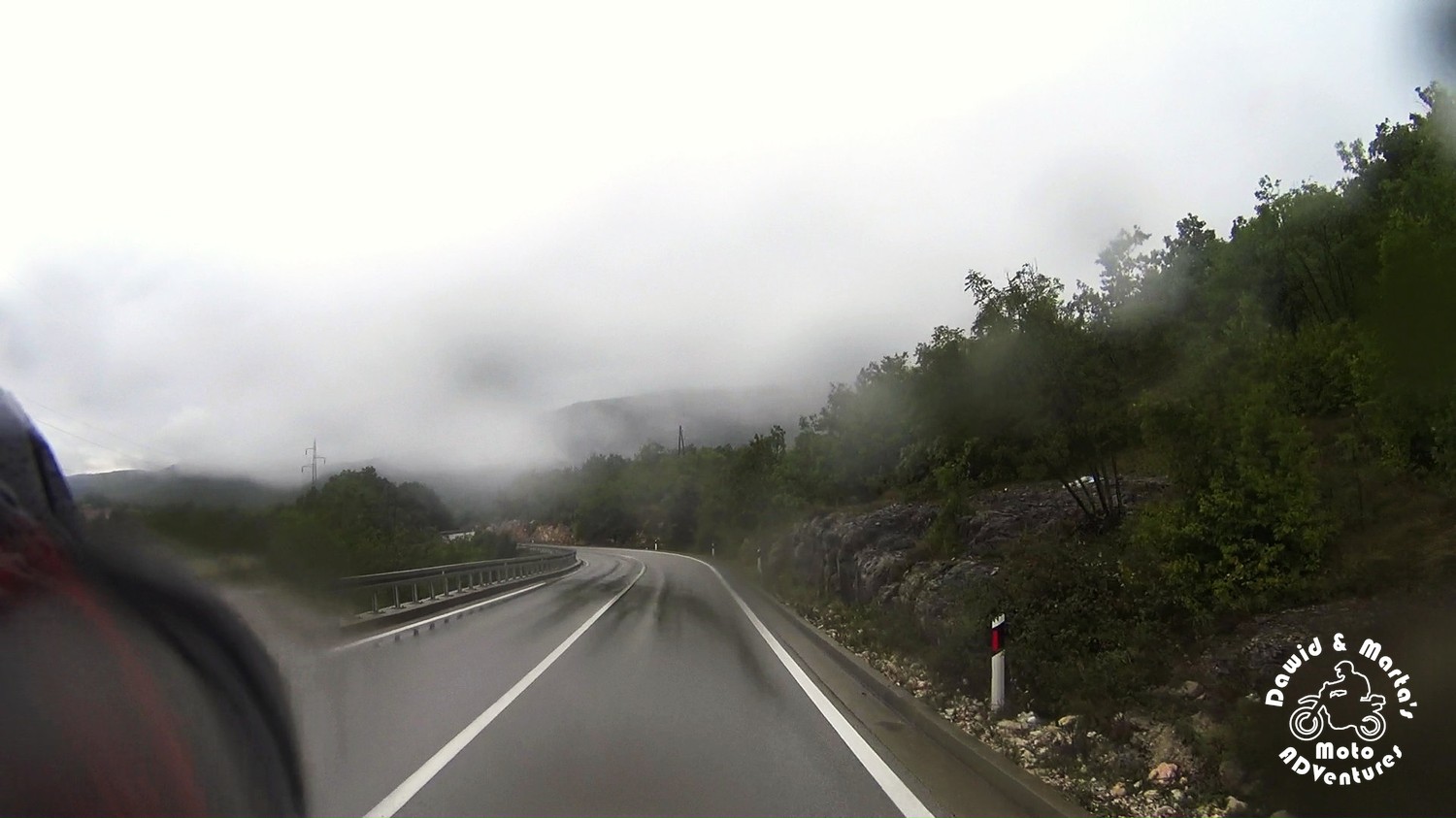 Riding M6 road on motorcycle in Montenegro in September