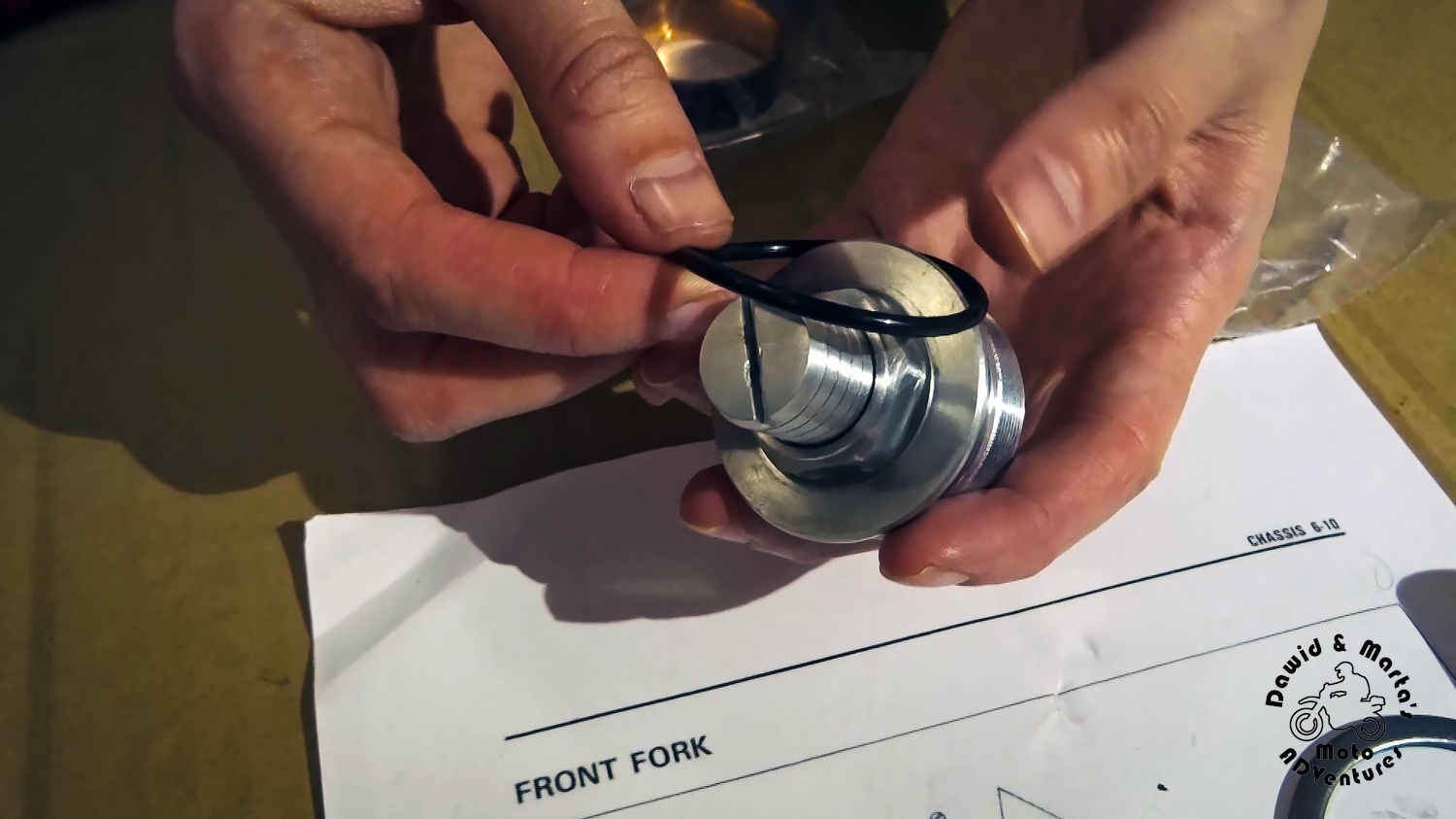 Putting oring on the fork cap
