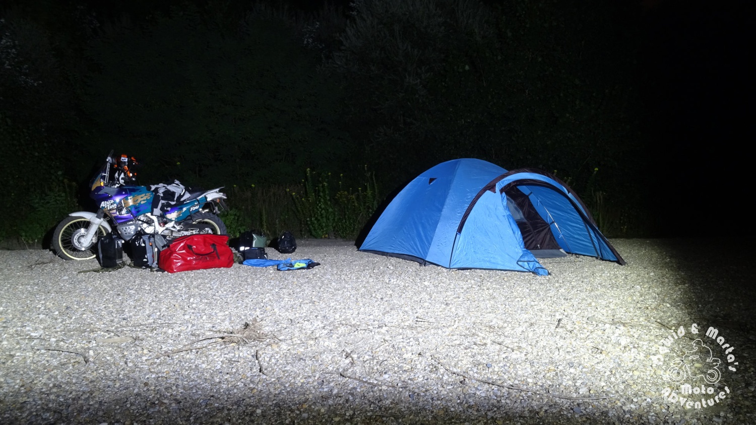 Our late night camp at Drava River, Croatia