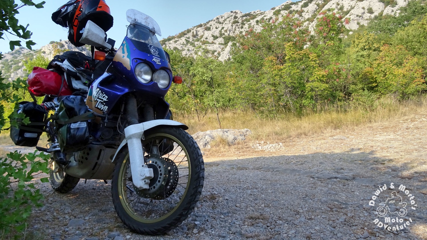 Africa Twin on the road splitting off from the Adriatic Highway