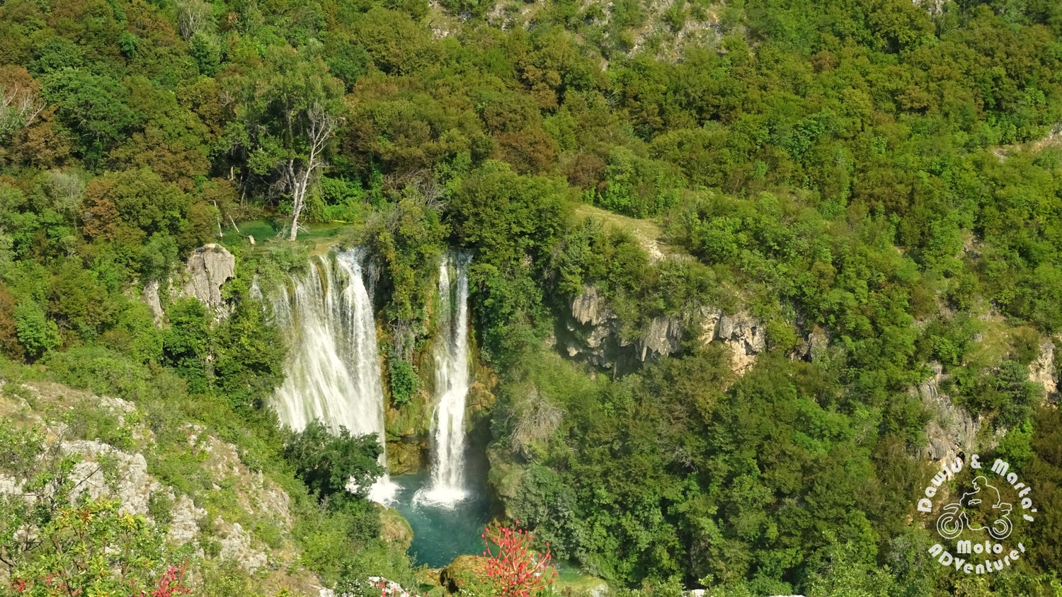 Manojlovac waterfall seen from the Krk River canyon top, inland Croatia