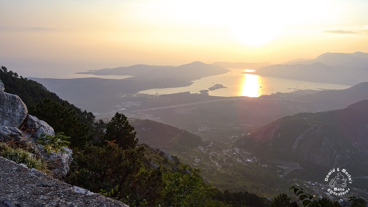 Tivat coast at the Kotor Bay seen from the panorama point at the Kotor serpentine