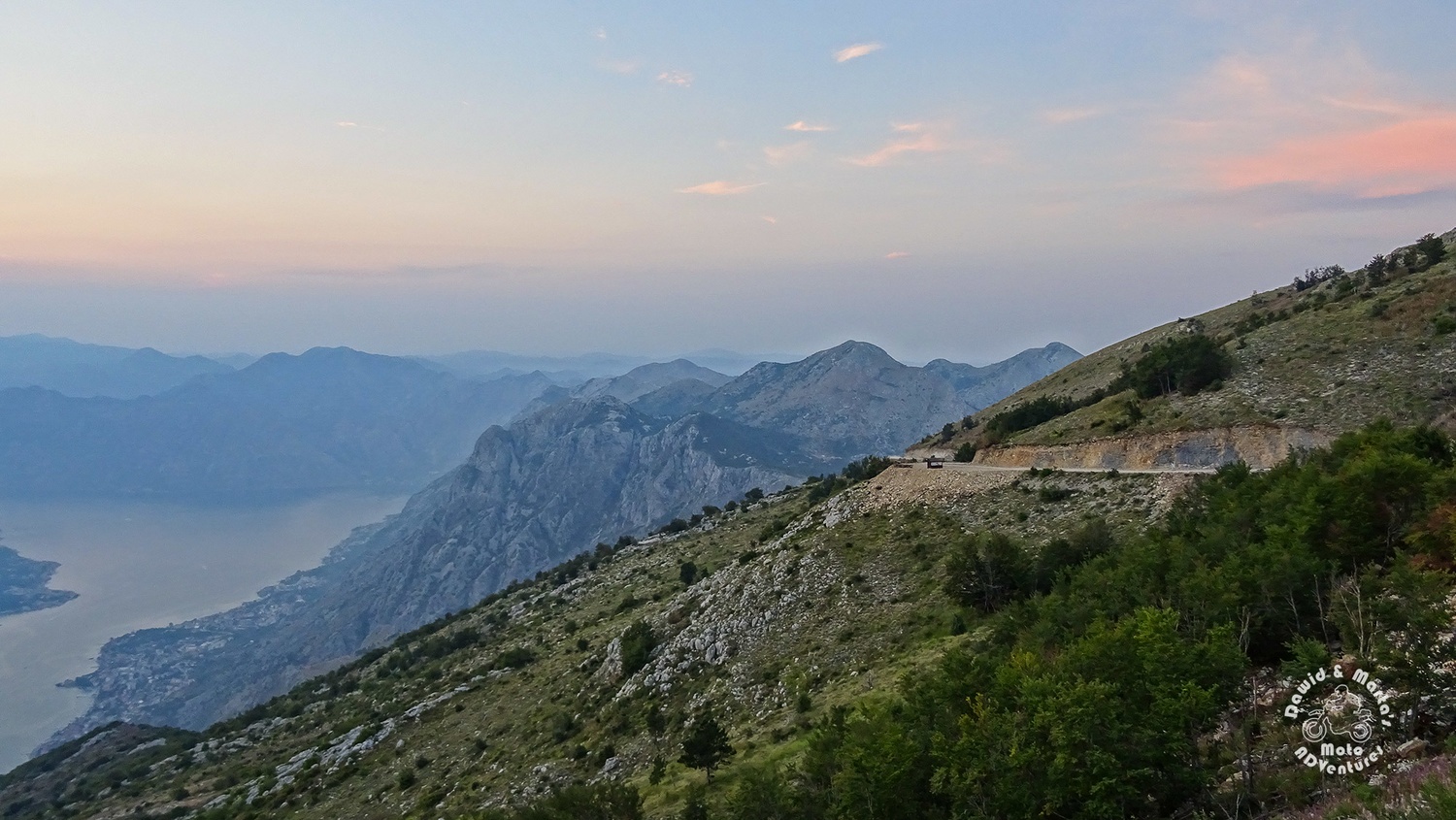 The road to the Lovcen National Park seen from the viewpoint on the Kotor Bay