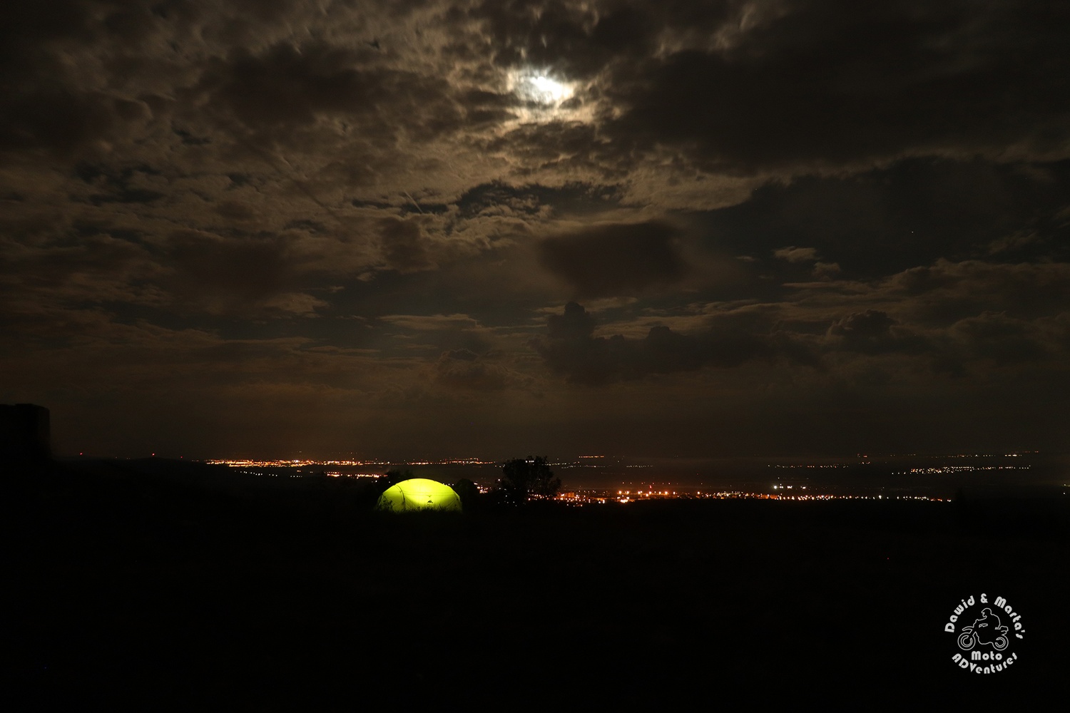 Wild camping at starry night in Hungary