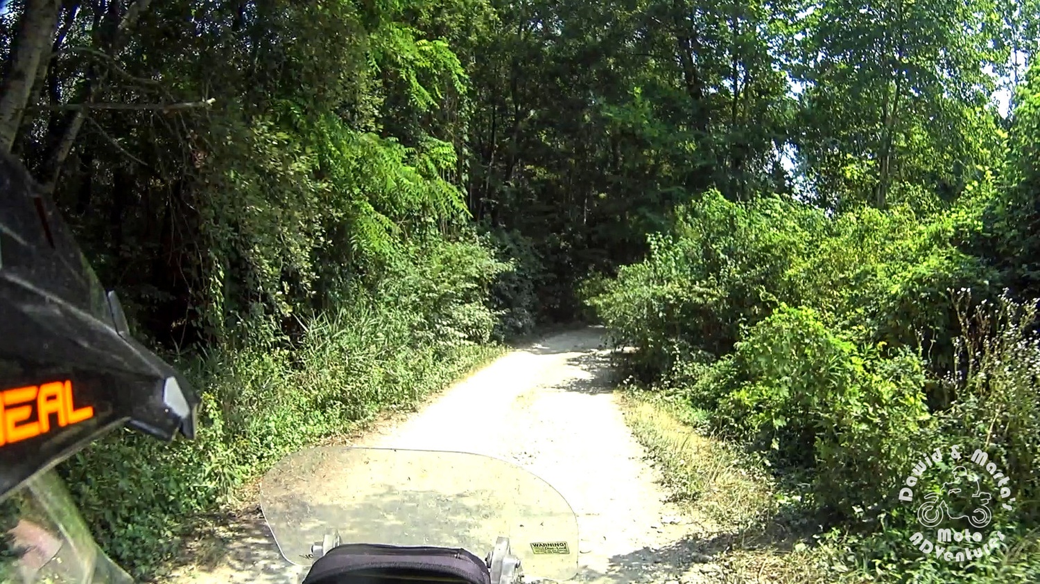 Leaving camping at Drava River and riding offroad through forest