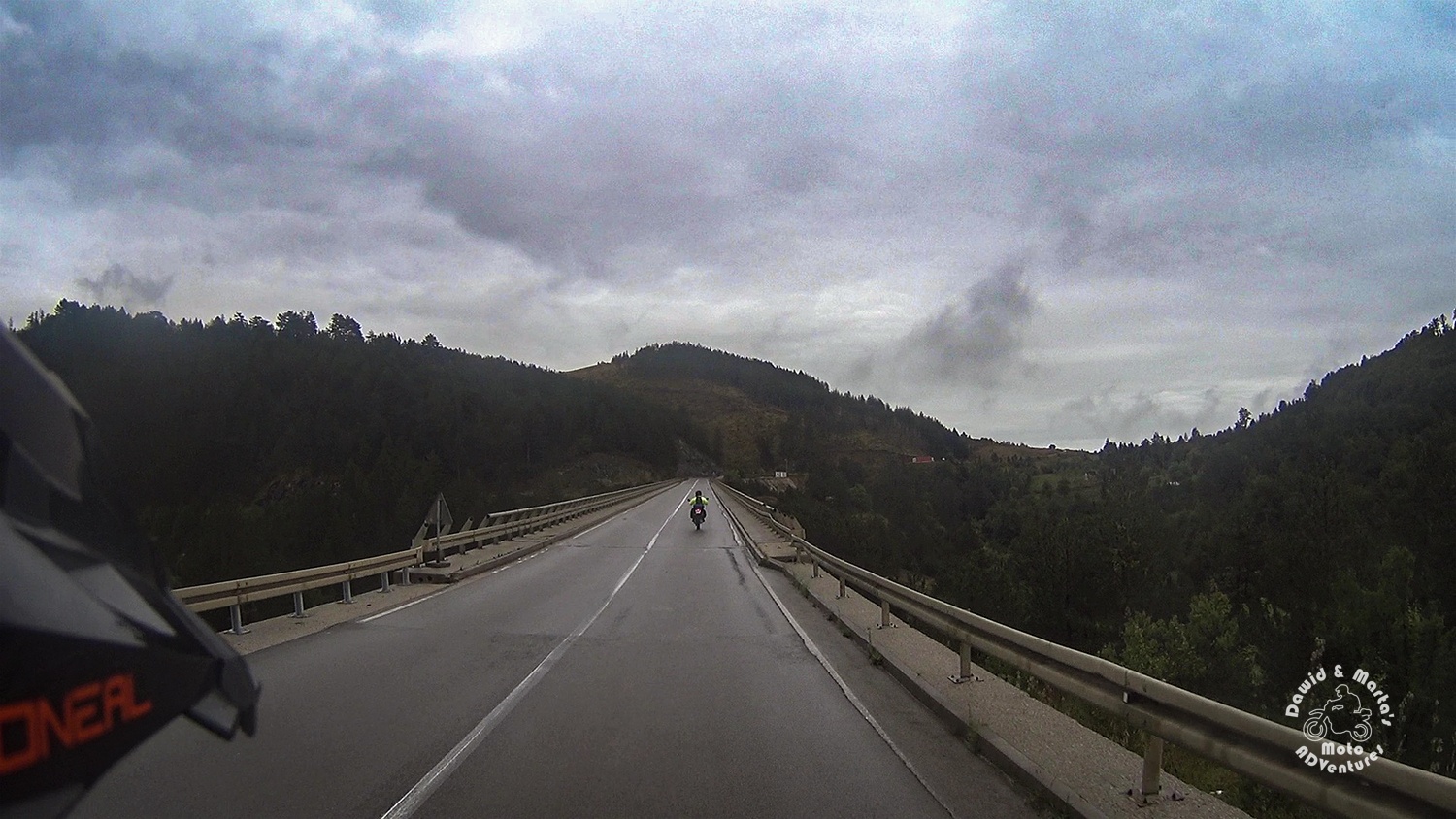 Riding motorcycle through Serbia south mountains