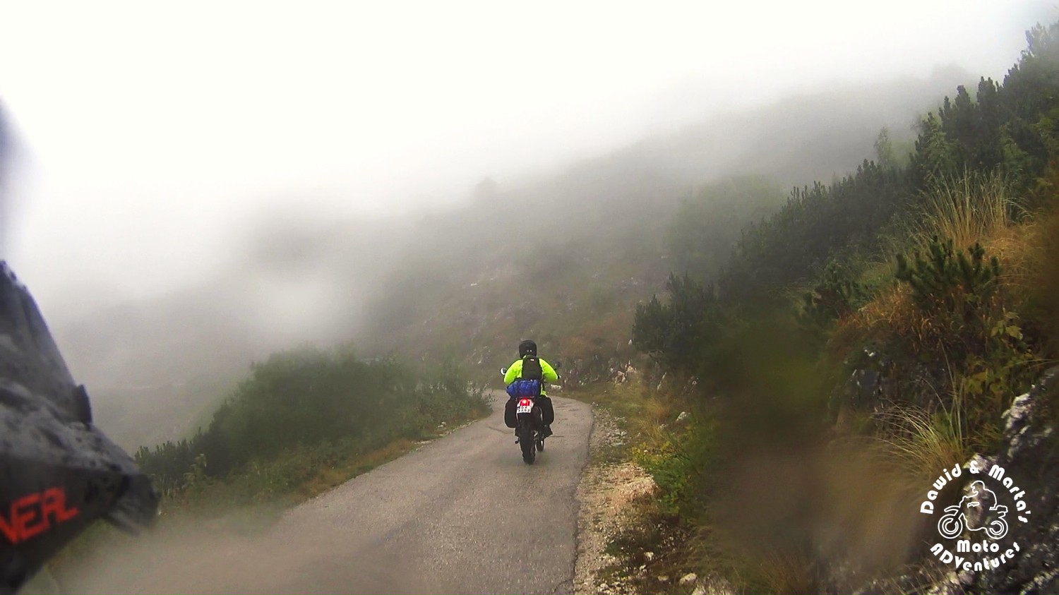 Riding down Tara Canyon in the fog in September