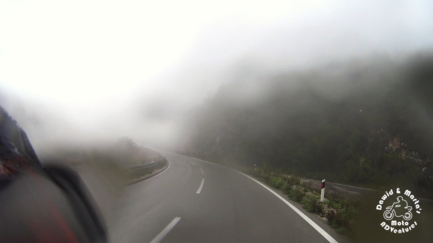 Foggy M6 road in Montenegro in September