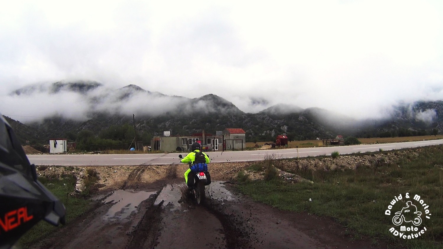 Riding muddy roads in Montenegro in September